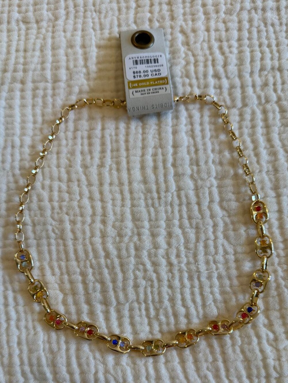 Anthropologie Maeve Bottlecap Necklace, multi color